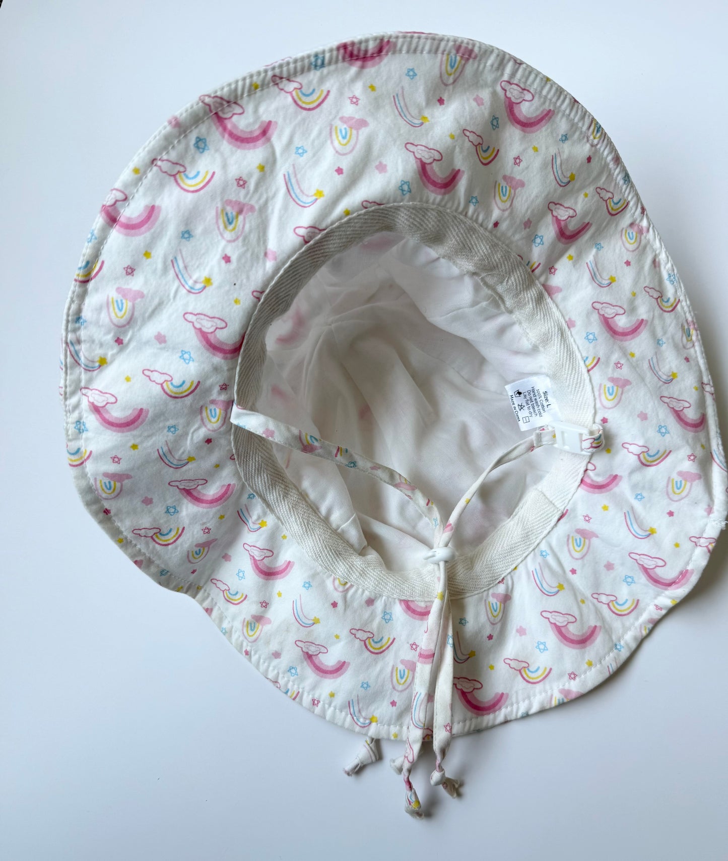 Jan & Jul White & Pink Rainbows Sun Hat (2-5 Years)