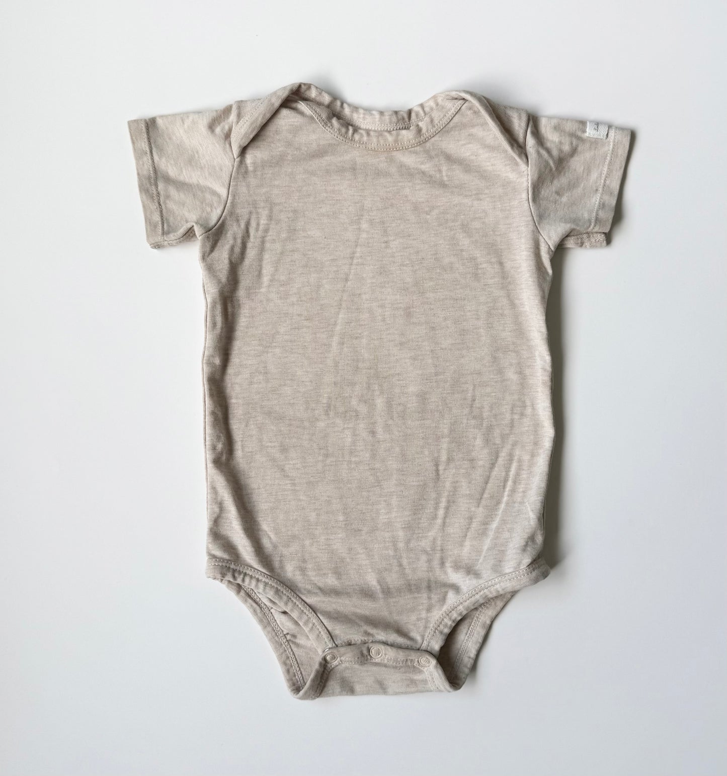 Loulou Lollipop Beige Short Sleeve Bodysuit (3-6 Months)