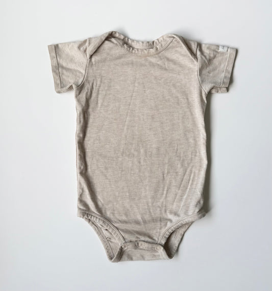 Loulou Lollipop Beige Short Sleeve Bodysuit (3-6 Months)
