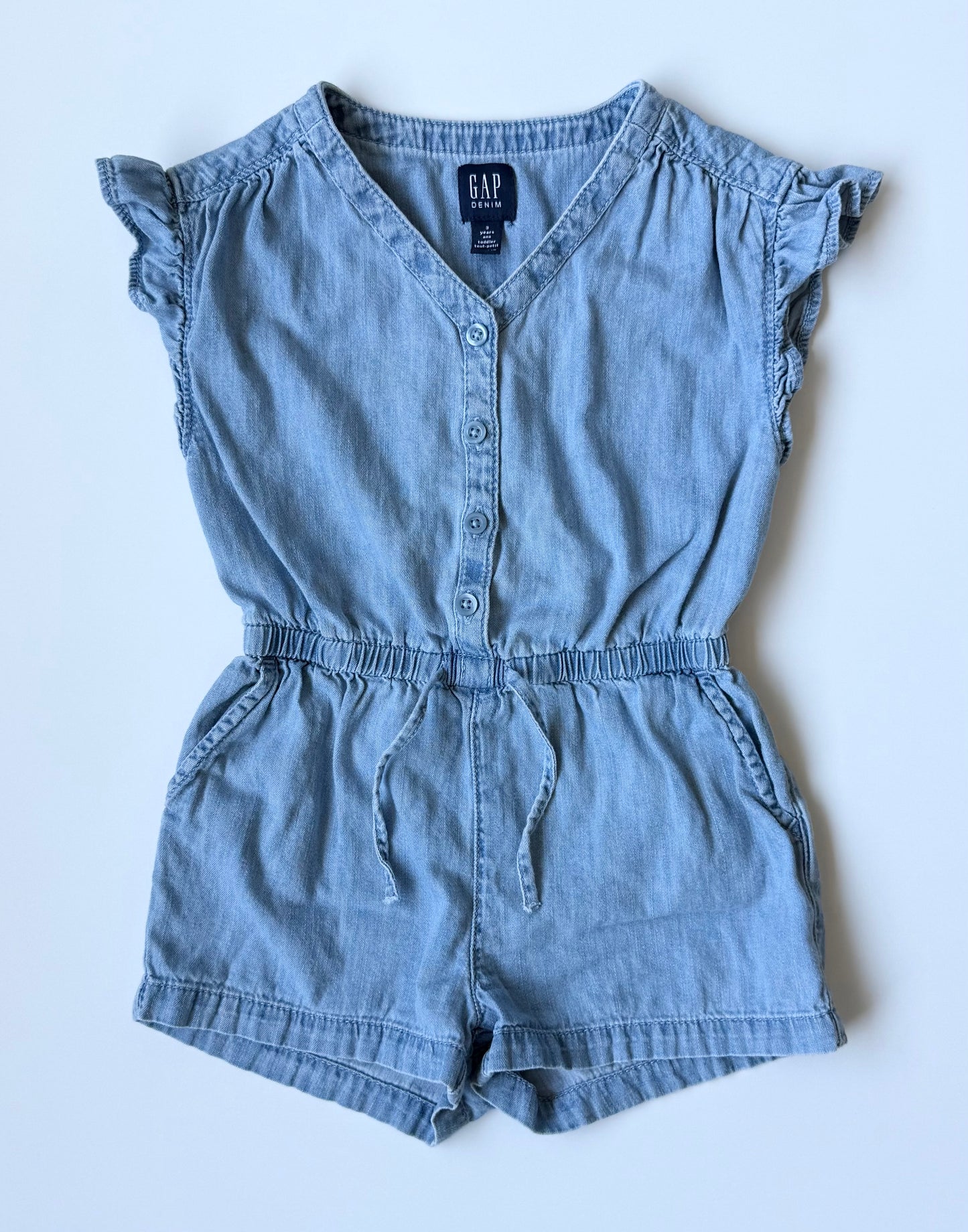 Baby Gap Jean Button Front Short Sleeve Romper (3 Years)