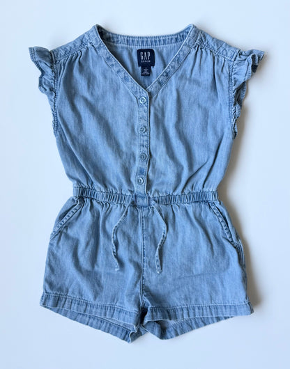 Baby Gap Jean Button Front Short Sleeve Romper (3 Years)