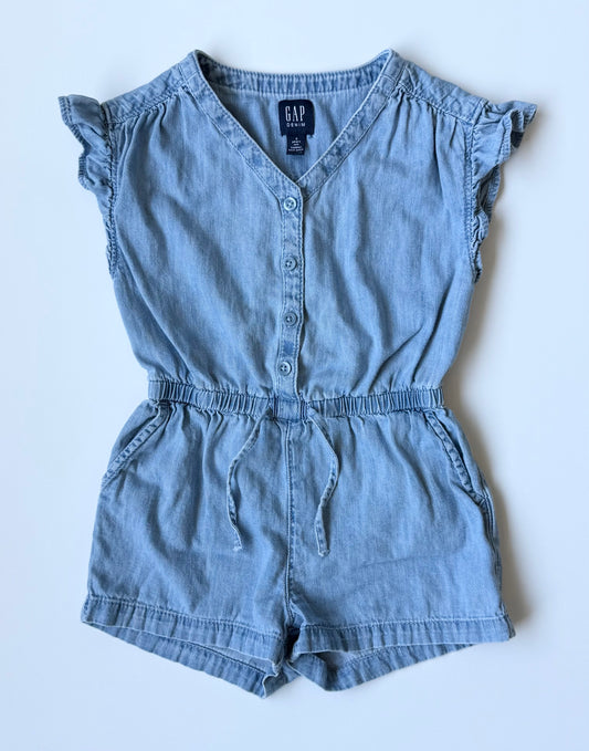Baby Gap Jean Button Front Short Sleeve Romper (3 Years)