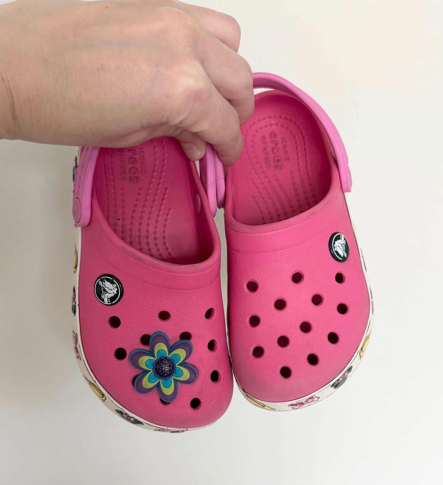 Crocs x Disney Pink Minnie Mouse Crocband Clog Slip Ons & Flower Jibbit (C10)