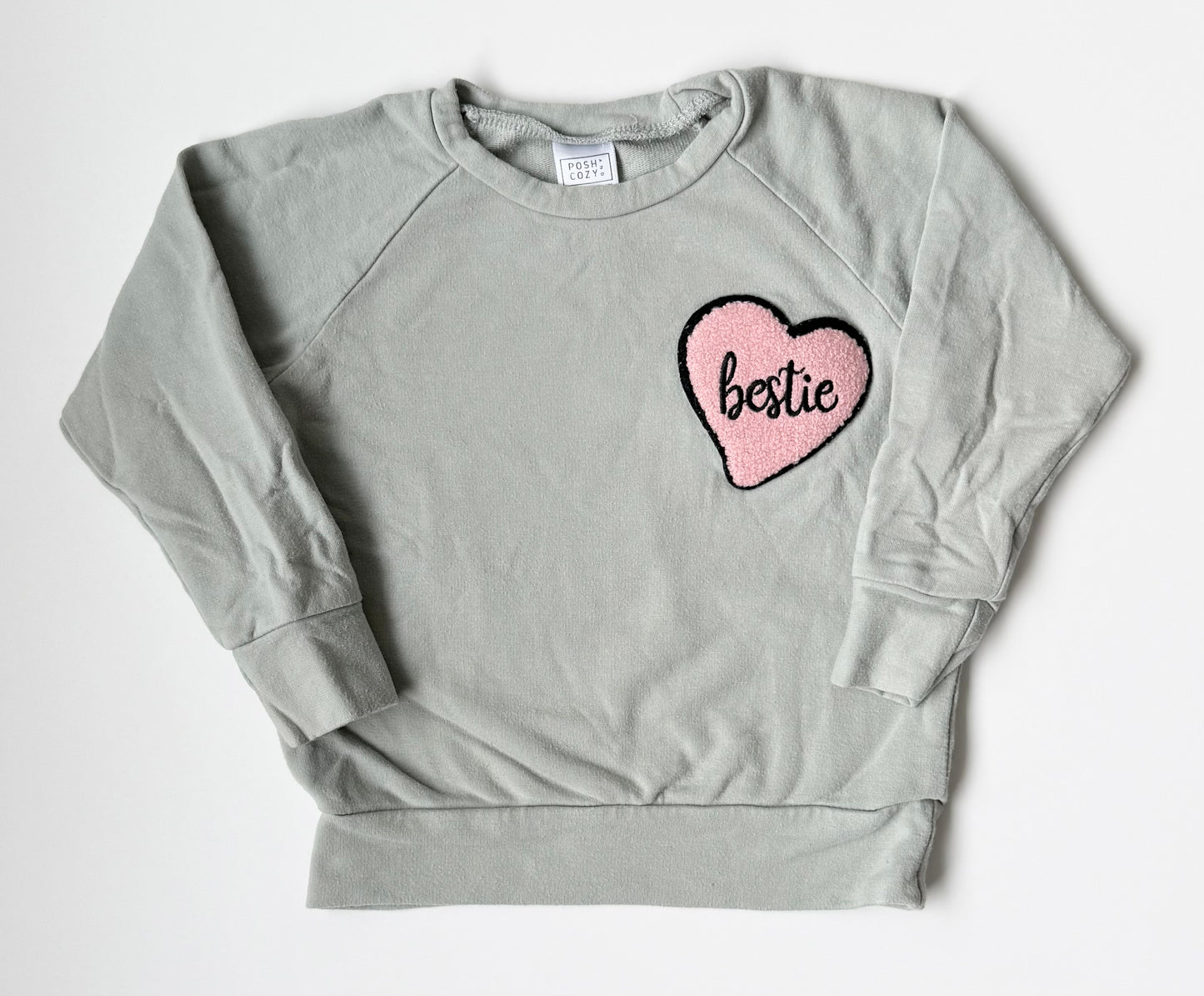 Posh & Cozy Light Grey “Bestie” Pullover (2T)
