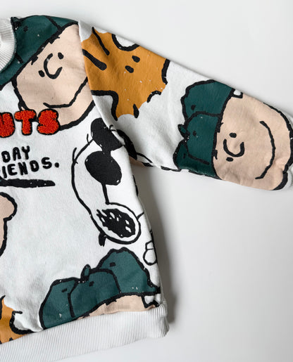 Zara x Peanuts White AOP “Everyday With Friends” Characters Crewneck Sweater (3-4 Years)