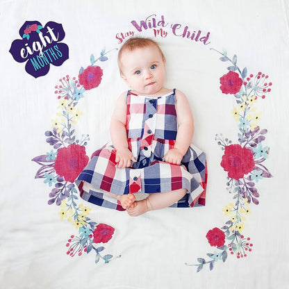 Lulujo Floral “Stay Wild My Child” Photo Muslin Swaddle Blanket