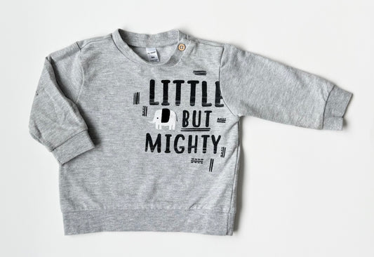 PL Baby Grey Elephant “Little But Mighty” Sweater (9 Months)