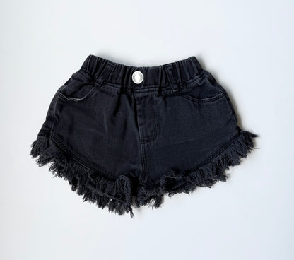 Black Fringe Jean Shorts (2/3 Years)