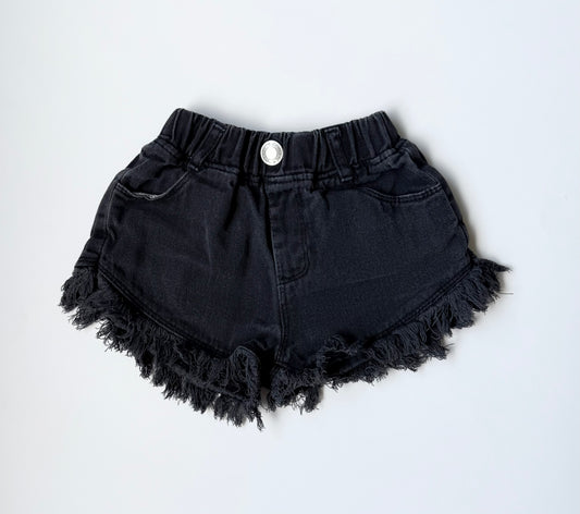 Black Fringe Jean Shorts (2/3 Years)