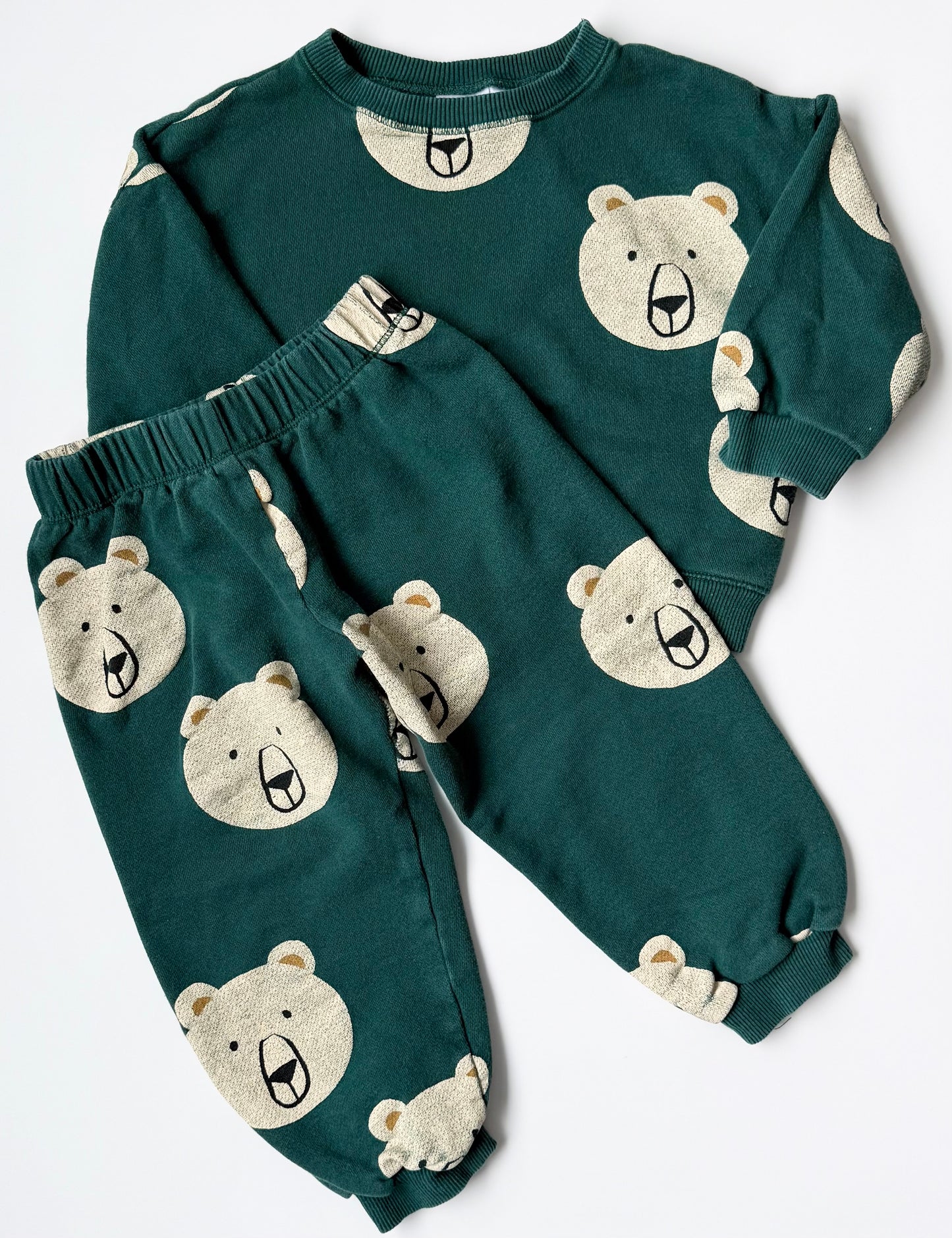 Zara Green Teddy Bears Sweater & Pants Set (2-3 Years)