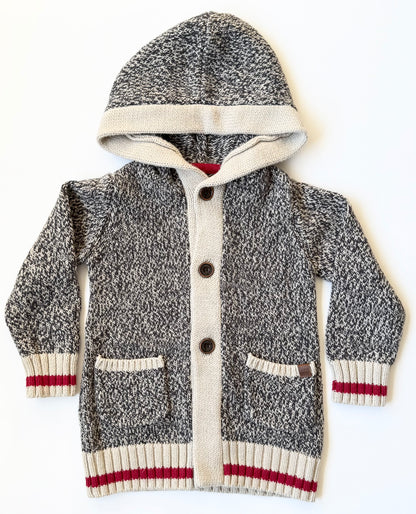 Roots Cabin Grey & Candy Striped Hooded Cardigan (3T)