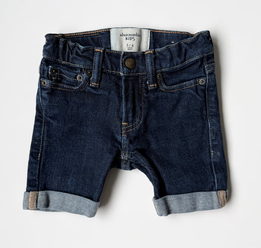 Ambercrombie Kids Dark Wash Cuffed Jean Shorts (3/4 Years)
