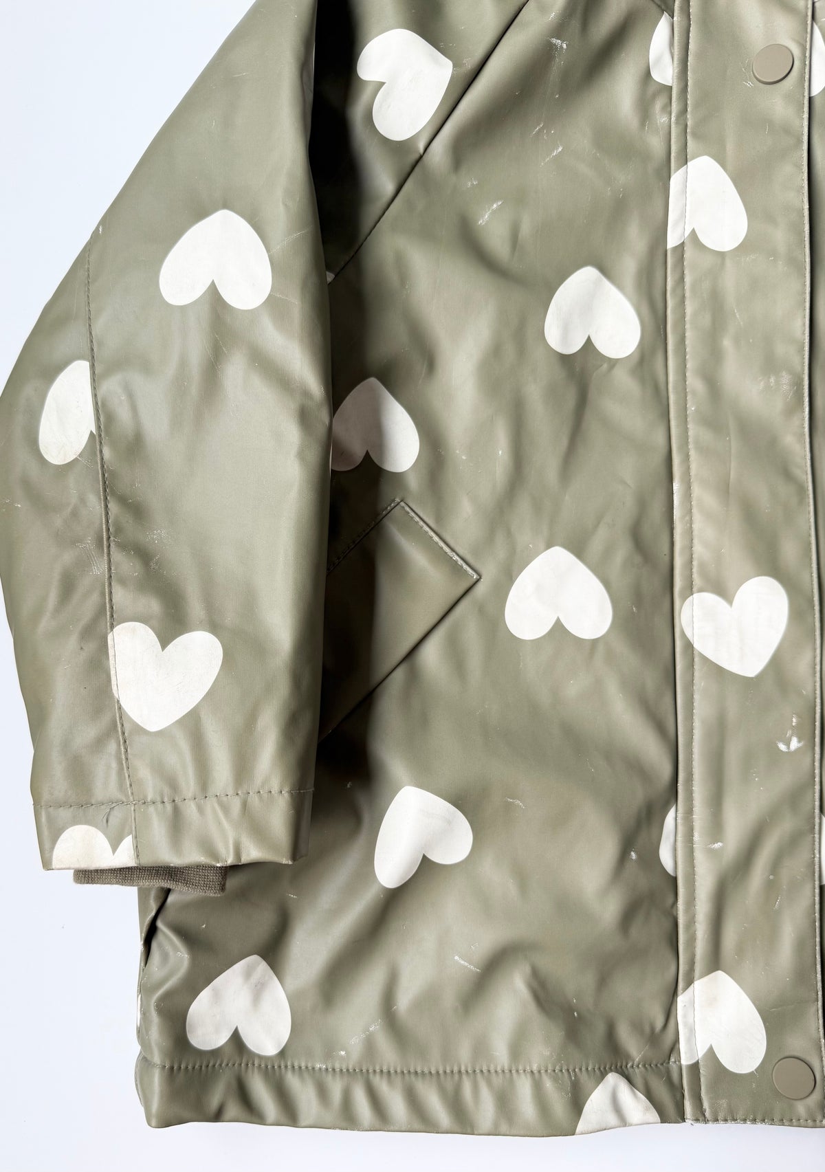 Zara Green Hearts Fleece Lined Rain Jacket (3-4 Years)