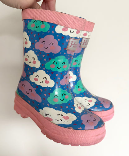 Hatley Pink & Blue Clouds Rubber Boots (7)