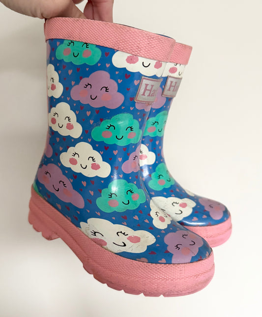 Hatley Pink & Blue Clouds Rubber Boots (7)
