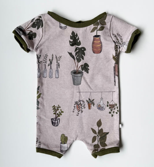 Little Finley Dark Green Gardening Shorty Romper (0-6 Months)