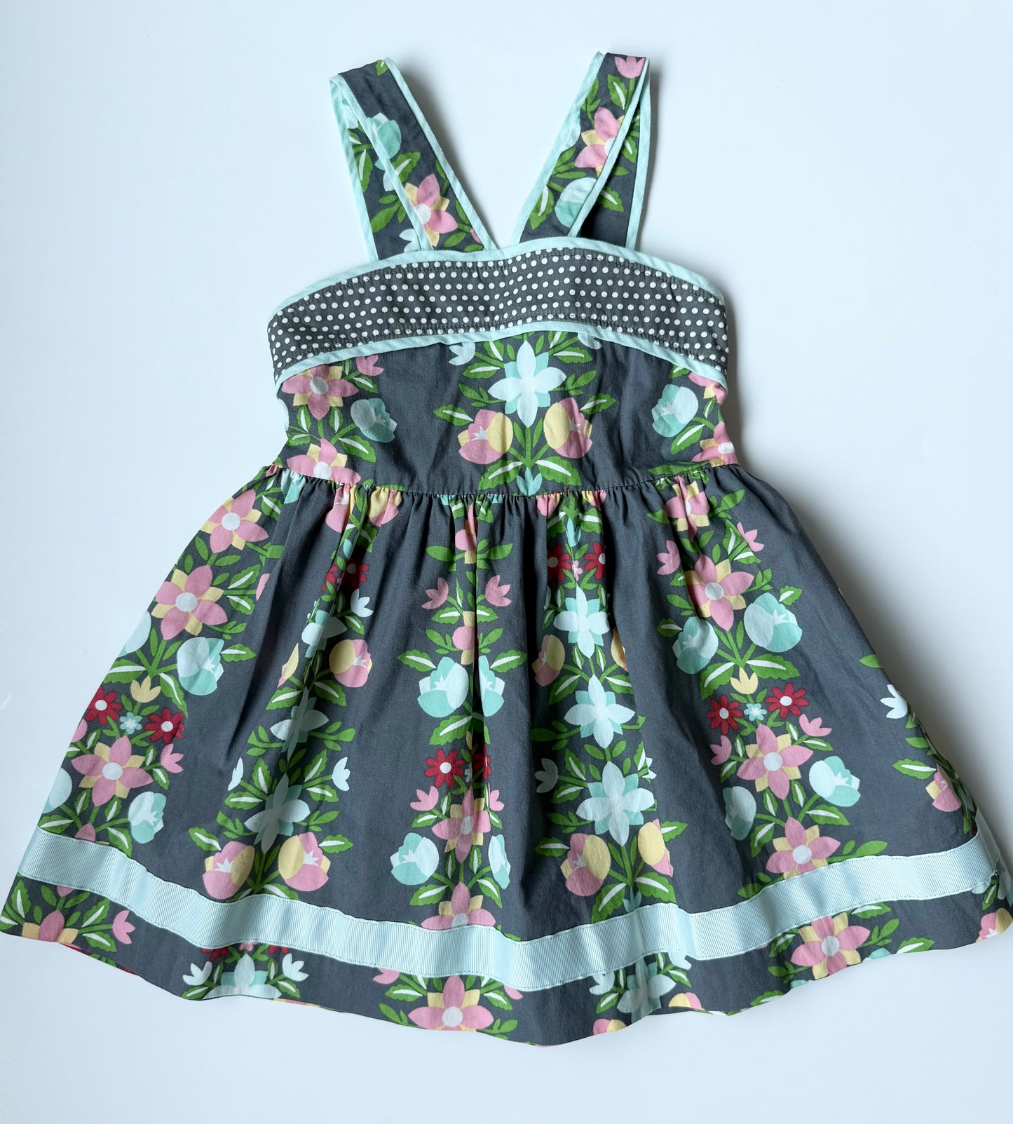 Matilda Jane Grey Floral Tank Dress/Top (6 Years)