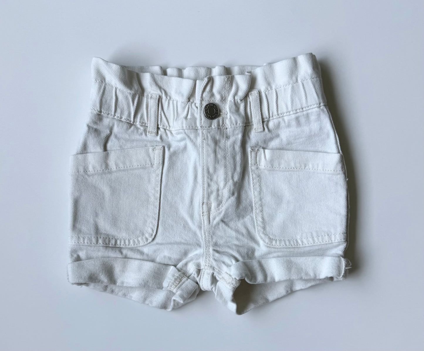 Baby Gap White Paperbag Waist Jean Mom Shorts (3 Years)