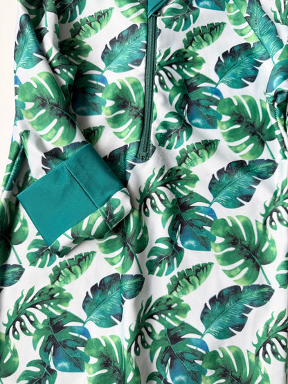 Honeysuckle Swim Green Jungle Leaves Full Coverage Sunsuit (2T)