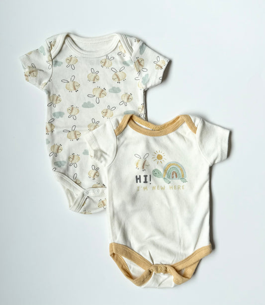 Chick Pea Bumble Bee & Turtle Bodysuit Bundle (0-3 Months)