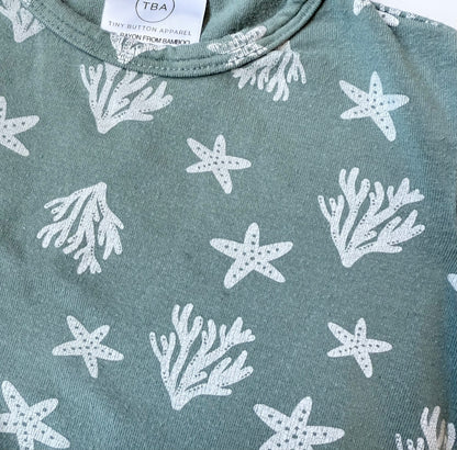 Tiny Button Apparel Green Under the Sea Long Sleeve (0-6 Months)