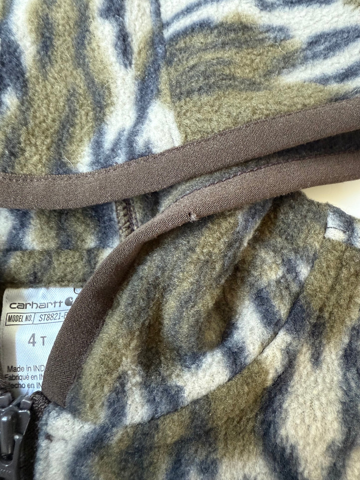 Carhartt Camouflage Fleece Hooded Vest & Matching Brown Pants Set (4T)