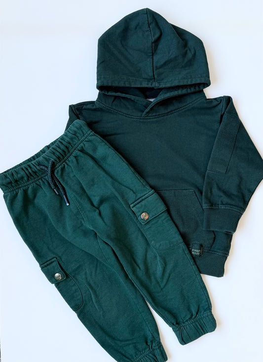 Mo Kids Dark Green Sweater & Pants Set (3/4 Years)