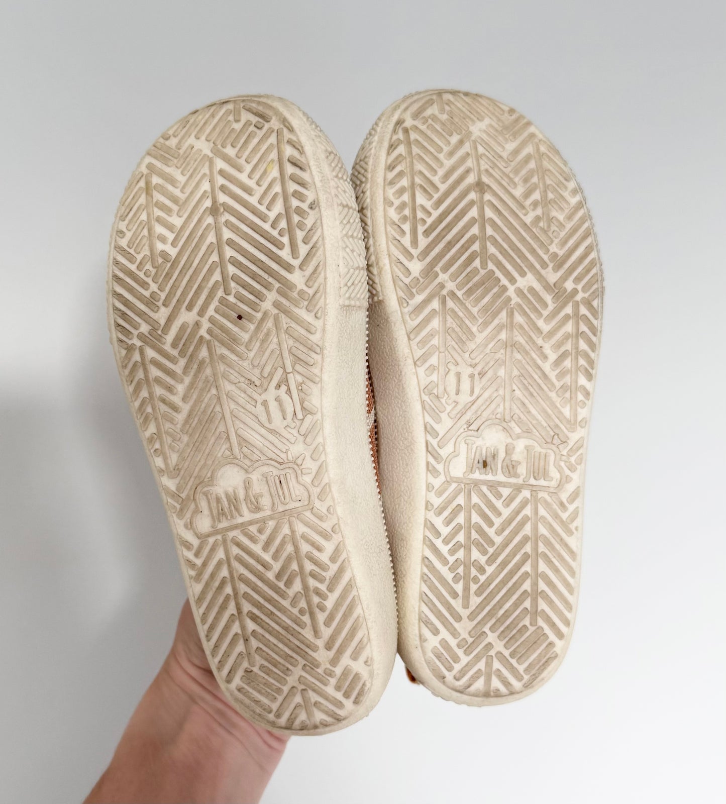 Jan & Jul Dark Orange Striped Knit Slip Ons (11)