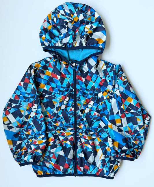 Columbia Mini Pixel Grabber II Fleece Lined Wind Jacket in Blue Geometric (3T)