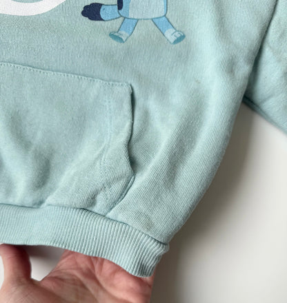 Zara x Bluey Light Blue “Bluey” Large Front Pocket Crewneck Sweater (12-18 Month)