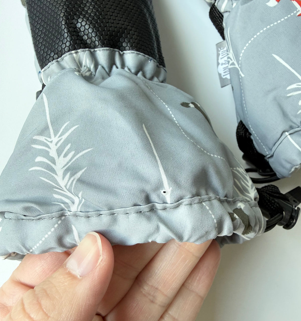 Jan & Jul Grey & Orange Foxes Toasty Dry Mittens (0-2 Years)