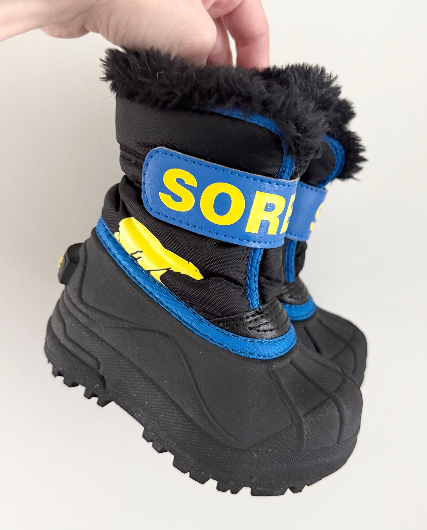 Sorel Black/Blue/Yellow Snow Commander Winter Boots (6)