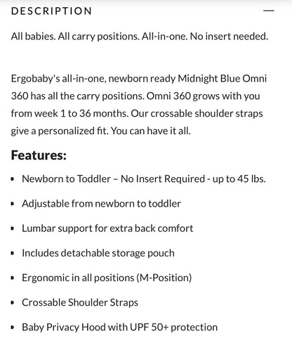 Ergo Omni 360 Classic Baby Carrier in Pearl Grey