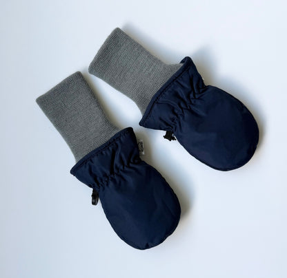 Kombi Navy Bear Foldable Cuff Mittens (12-24 Months)