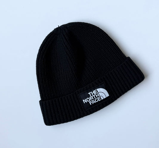 The North Face Black Logo Box Cuffed Ribbed Knit Beanie (12-24 Months)