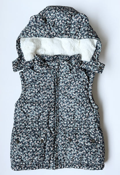 H&M Dark Floral Hooded Puffer Vest (4-5 Years)