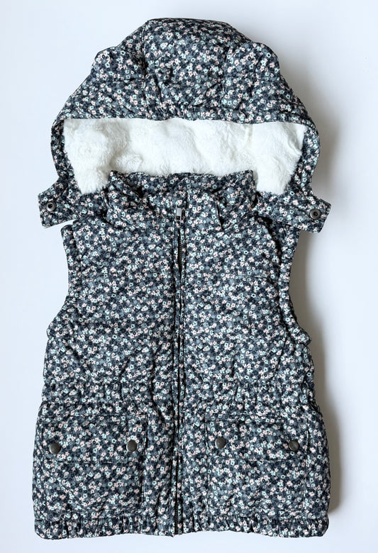 H&M Dark Floral Hooded Puffer Vest (4-5 Years)