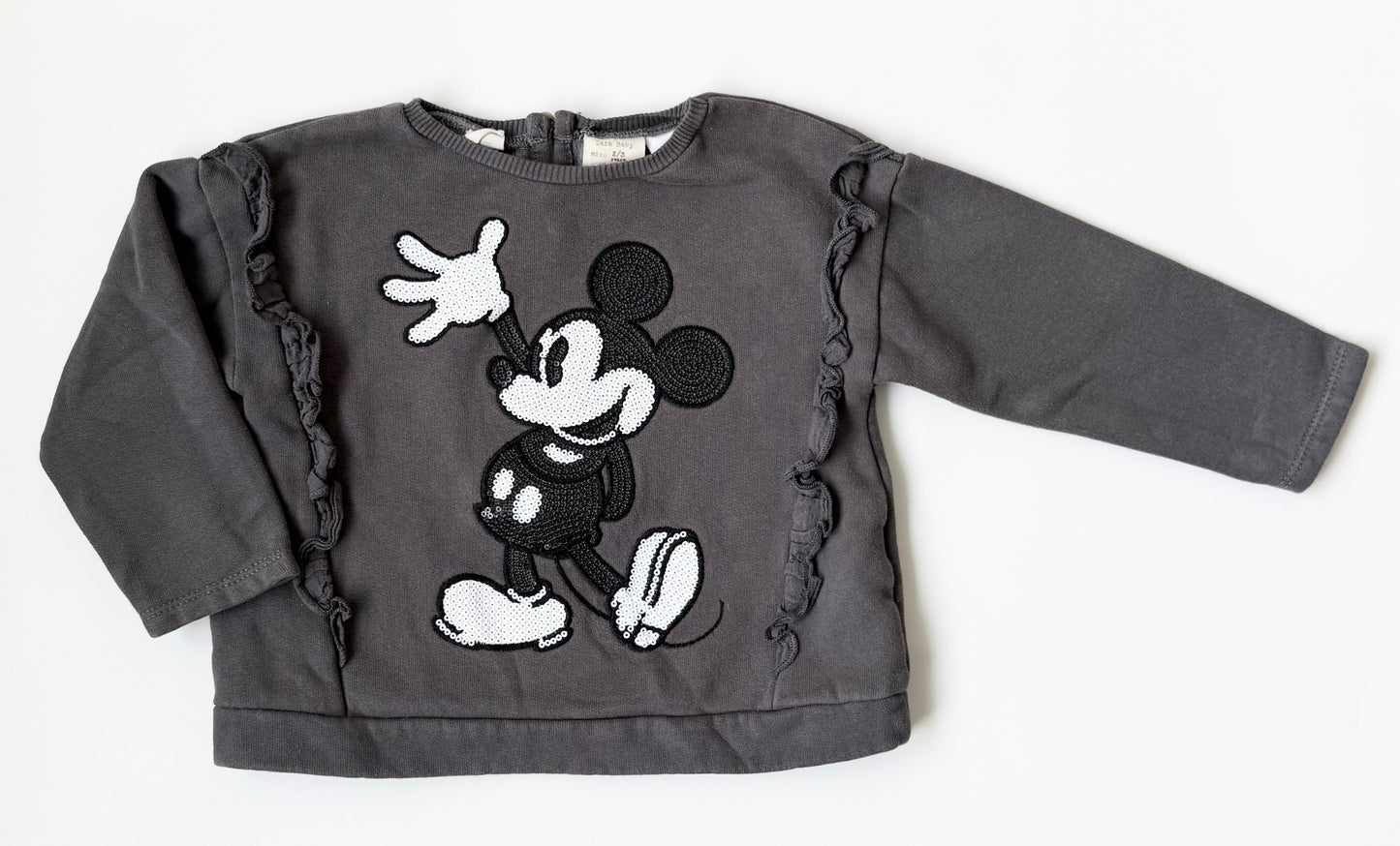 Zara x Disney Dark Grey Sequence Mickey Frill Sweater (2-3 Years)