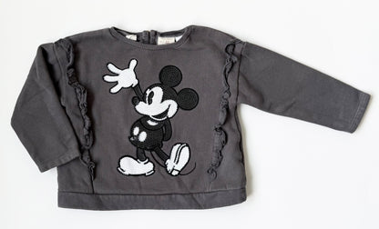 Zara x Disney Dark Grey Sequence Mickey Frill Sweater (2-3 Years)