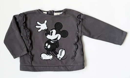 Zara x Disney Dark Grey Sequence Mickey Frill Sweater (2-3 Years)