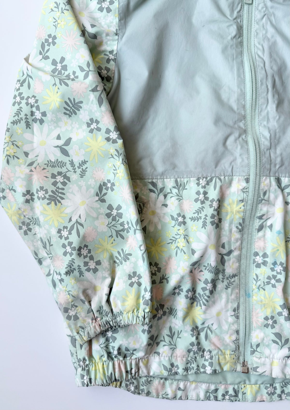 The North Face Light Green Floral Zipline Windbreaker Rain Jacket (6T)