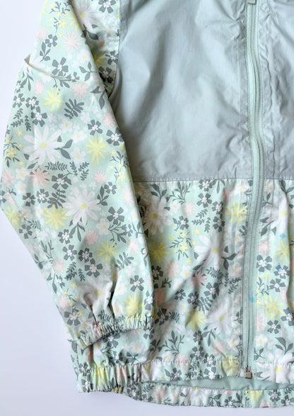 The North Face Light Green Floral Zipline Windbreaker Rain Jacket (6T)