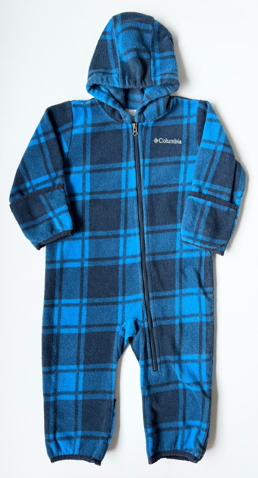Columbia Blue Plaid Fleece Bunting Suit (12-18 Months)