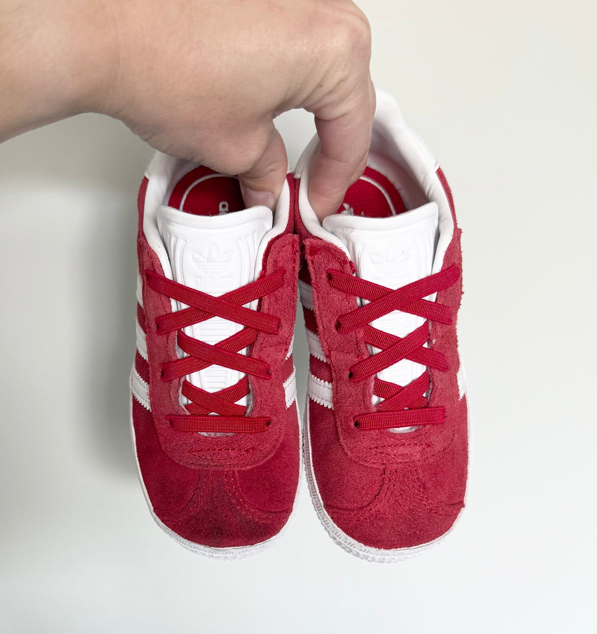 Adidas Gazelle Red & White Stretch Lace Sneakers (9)