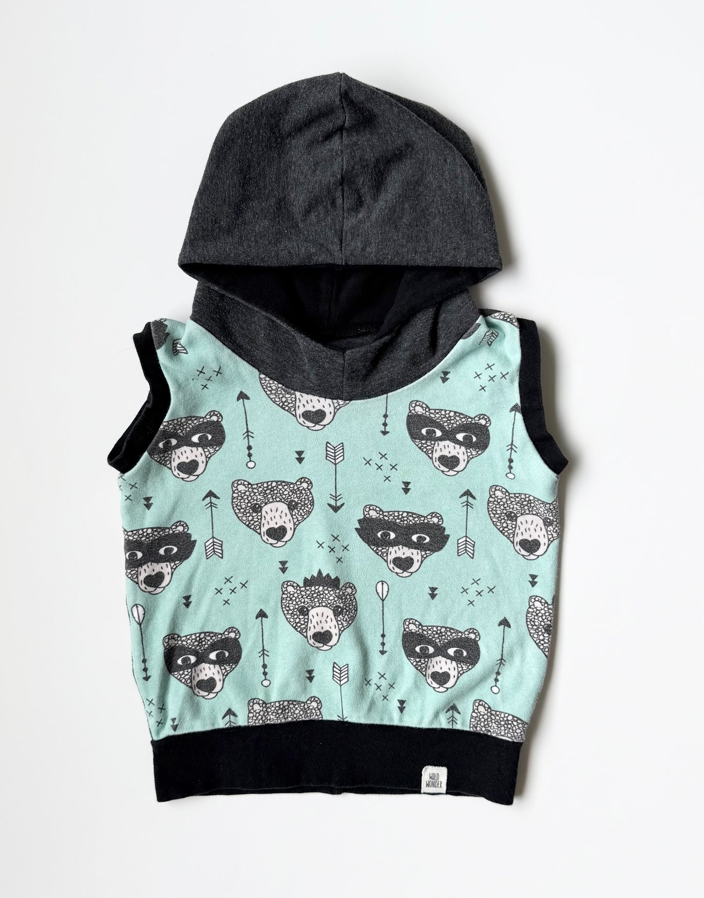 Wild Wonder Grey & Turquoise Bear Hooded Vest (18-24 Months)