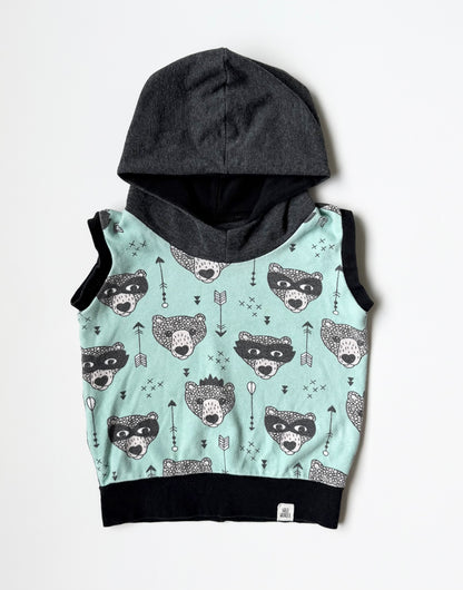 Wild Wonder Grey & Turquoise Bear Hooded Vest (18-24 Months)