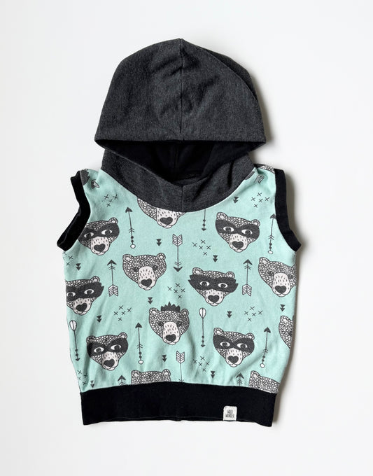 Wild Wonder Grey & Turquoise Bear Hooded Vest (18-24 Months)