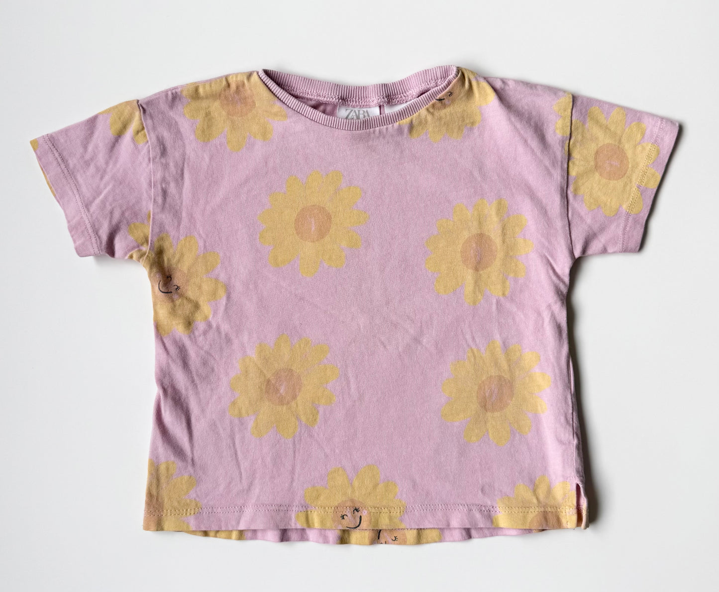 Zara Pink & Yellow Flowers T-Shirt (12-18 Months)