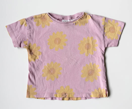 Zara Pink & Yellow Flowers T-Shirt (12-18 Months)