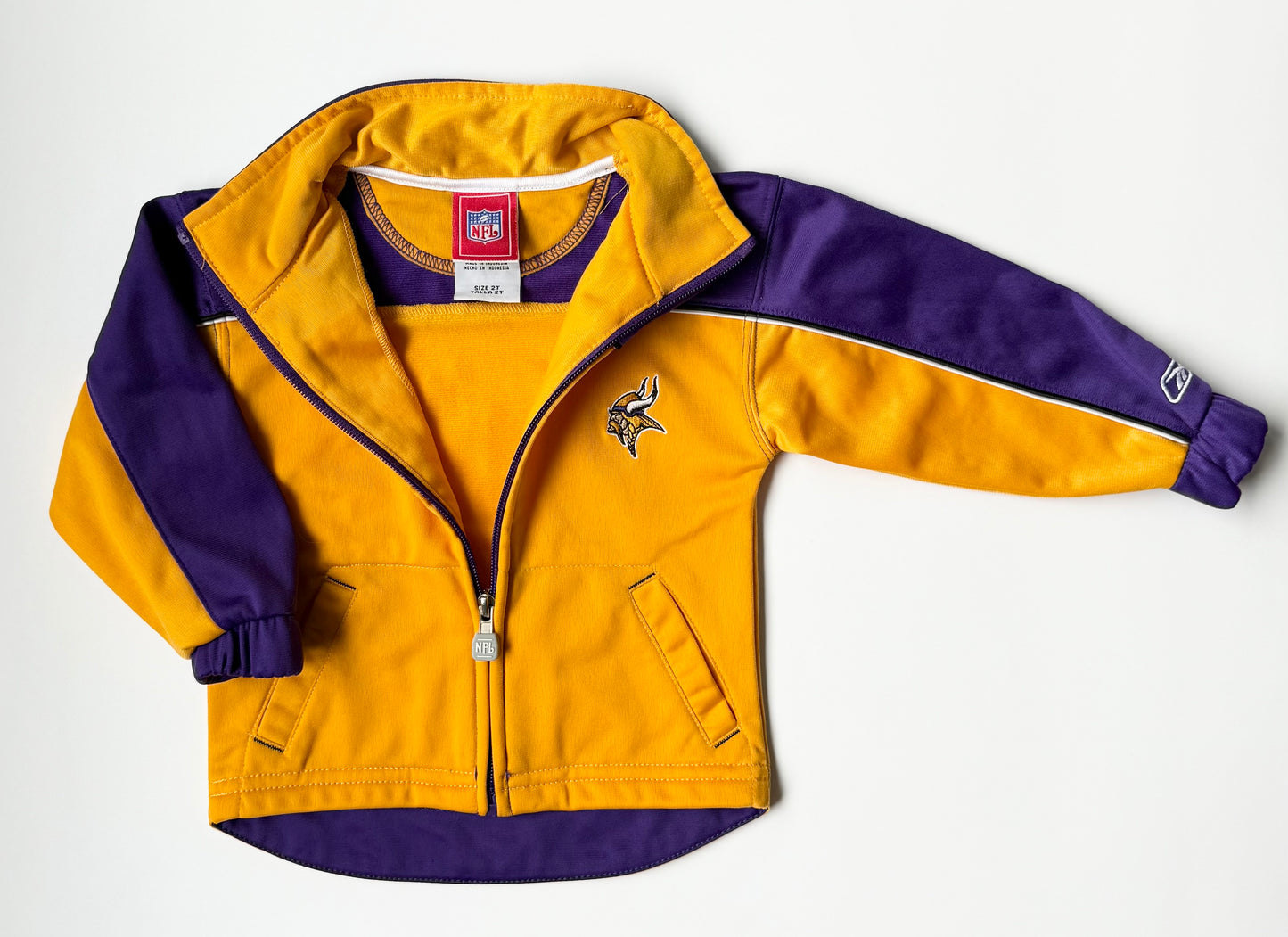 Minnesota Vikings Yellow & Purple Zip Up Football Sweater (2T)